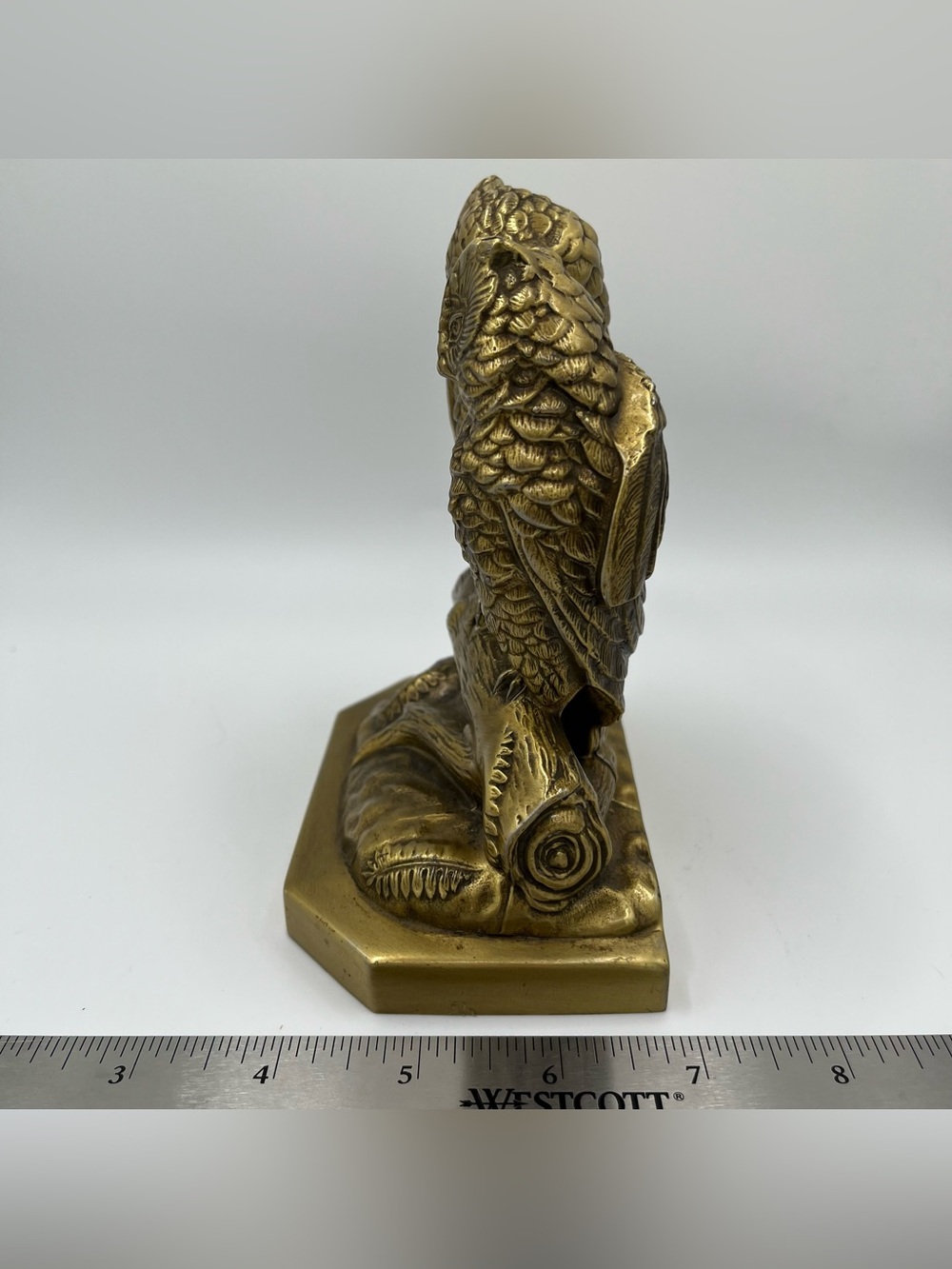 Vintage P.M. Craftsman Brass Loving Owls Bookend 4.75x6x3”; Heavy 3# - Picture 5 of 9